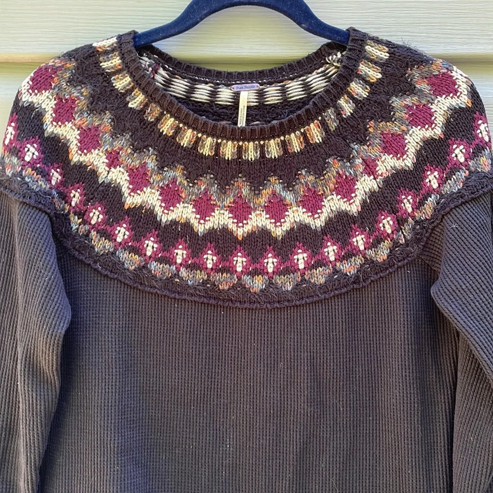 Free People Multicolor Knit Thermal Sweater